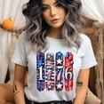 thumbnail image 2 of Patriotic 1776 Fireworks T-Shirt for Women, Red White Blue Independence Day Graphic Tee, Dark Heather, Size S, 2 of 6