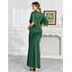 thumbnail image 2 of Vestido largo de maternidad AISWI Maxi con faja de flores verde, talla pequeña, 2 of 4