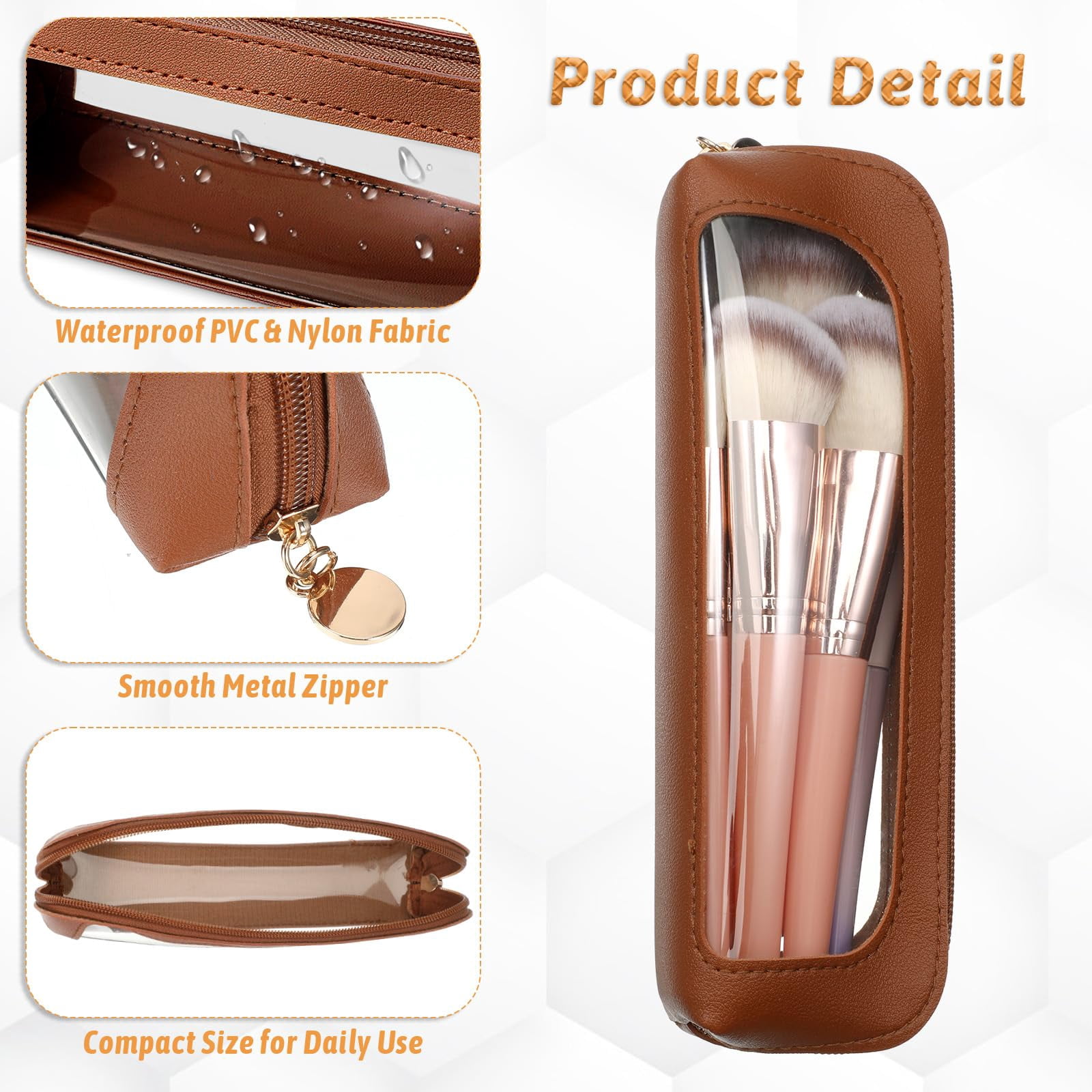 Makeup Brush Bag, Clear Makeup Bag Travel Makeup Brush Holder Toiletry Bag with Zipper Makeup Bag Purse Organizer for Women