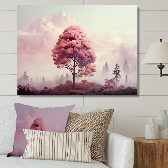 Designart "Pink Mystique In Amethyst Woods V" Tree Redwood Canvas Prints