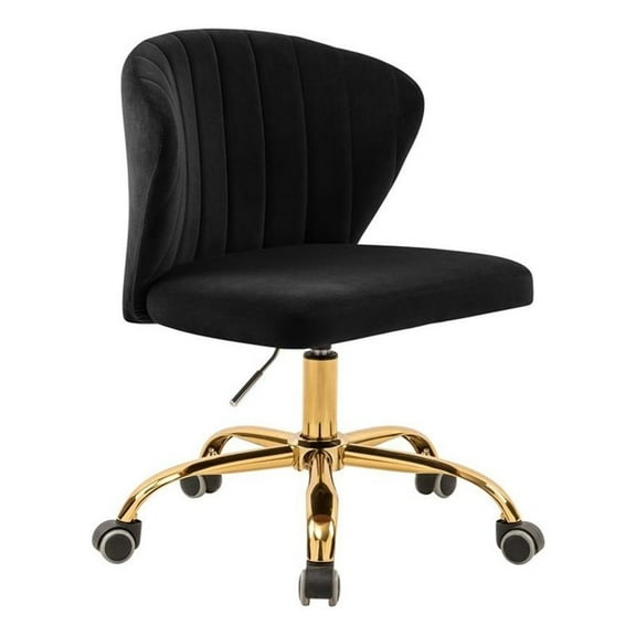 Scranton & Co Contemporary Velvet Swivel Adjustable Office Chair in Black