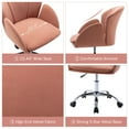 thumbnail image 5 of Desk Chair for Girls, Pink Velvet Home Office Chair on Wheels, Modern Ergonomic Chair, Adjustable Height Swivel Accent Chair Computer Desk Chair, Rolling Vanity Chair with Mid Back, Q16704, 5 of 13