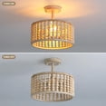 thumbnail image 4 of HOOMEDELIER Wood Beaded Ceiling Light, Boho Farmhouse Chandelier Lighting Fixture, 2-Light Semi Flush Mount Ceiling Lamp for Bedroom, 4 of 7
