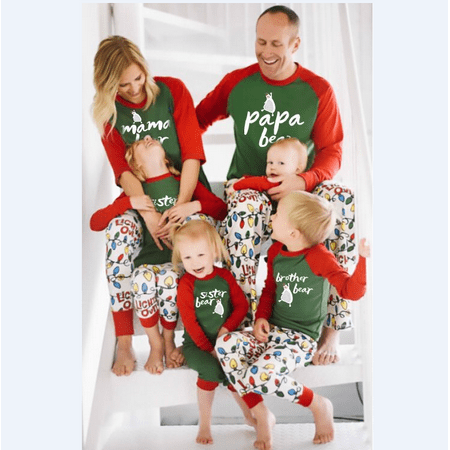 

Pudcoco 2 Piece Family Christmas Pajama Set Letter Print Top + Pants Cute Pattern Family Collection Pajamas