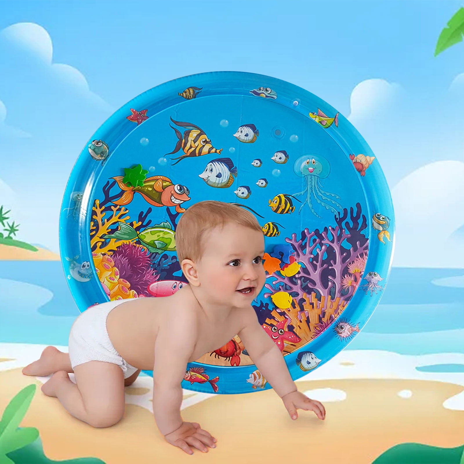 MEUDQU Water Playmat Thickened Water Sensor Play Mat For Cats Water Sensory Playmat With Fish For Pet Play Water Sensor Mat For Kids Water Sensory Pad Water Play for Home