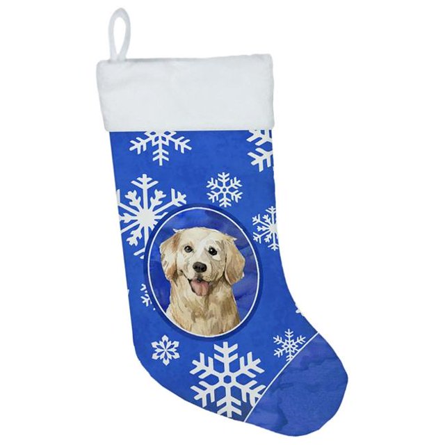 Carolines Treasures CK3916CS Golden Retriever Winter Snowflakes Christmas Stocking