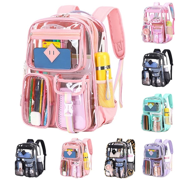 ibiyuan Clear Backpack for Women Men , Transparent See Through Backpack, Large Bookbag for Sport College Work Travel Security Clear Bag For Stadium Events