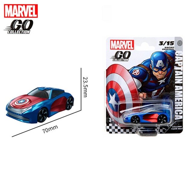 Disney Marvel-Mini coche de carreras de Metal para niños, 15 estilos, Iron Man, Spiderman, Capitán Thor, Original, escala 1:64 Gong Bohan LED