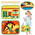 thumbnail image 2 of OUSITAID Dinosaur Busy Board Basic Life Skills Learning Early Educational Activity Board for Fine Motor Skills Interactive Sensory Montessori Board Gift for Kids Aged 2-4, 2 of 7