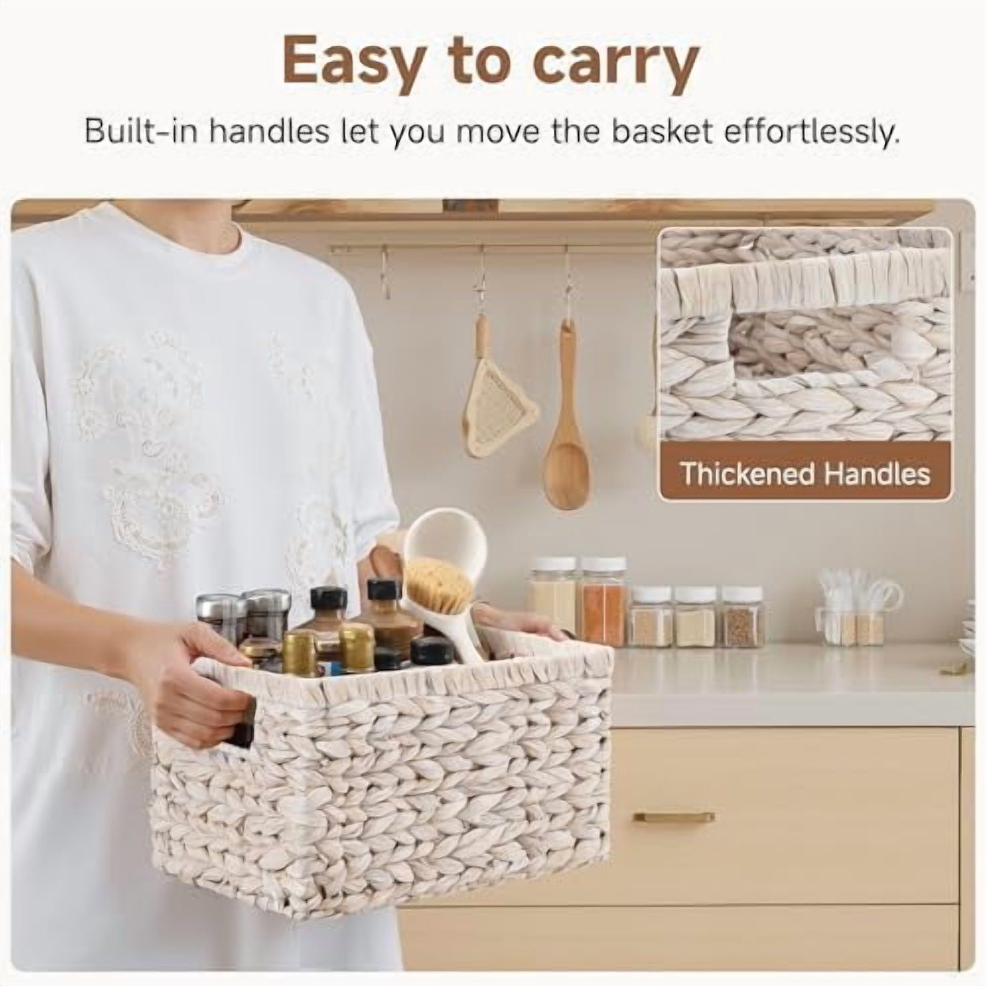 Pantry Baskets, Wicker Storage Baskets for Organizing, Shelves, Pantry Organizers and Storage, Water Hyacinth, Natural