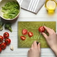 thumbnail image 4 of Mandala Cutting Board, Romantic Floral Round Hearts Words in Love Valentines Day Doodle Style Art, Decorative Tempered Glass Cutting and Serving Board, Small Size, Yellow, by Ambesonne, 4 of 5