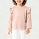 thumbnail image 1 of Abrigo informal de manga larga sin capucha y chaquetas para mujer y niño, abrigo para bebé, moda de otoño y primavera, blusa de manga acampanada con cuello con volantes y jersey, top de poliéster para, 1 of 7