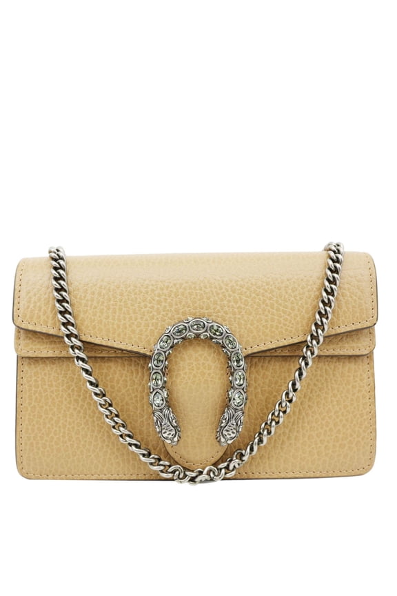 Pre-Owned Gucci Dionysus Mini Leather Crossbody Bag Beige 476432