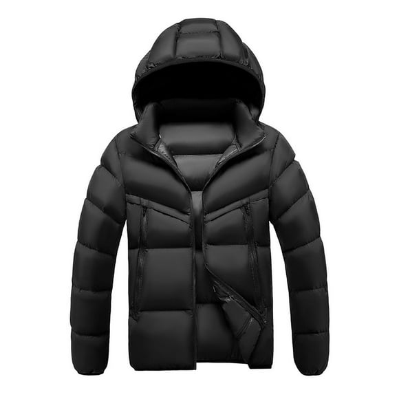Viluyesy Men's Quilted Puffer Jacket Winter Warm Quilted Puffer Coat for Men Windbreaker Jackets for Men Plus Size Color Block Outdoor Casual Winter Coat Black 3XL