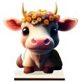 thumbnail image 2 of Soumake Ornament Wooden Highland Cow Cute Cartoon Design Vivid Appearance Fine Workmanship Home Table Craft Ornament, 2 of 8