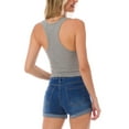 thumbnail image 5 of MixMatchy Women's Solid Sleeveless Rib Knit Scoop Neck Button Up Stretch Crop Tank Top, 5 of 5