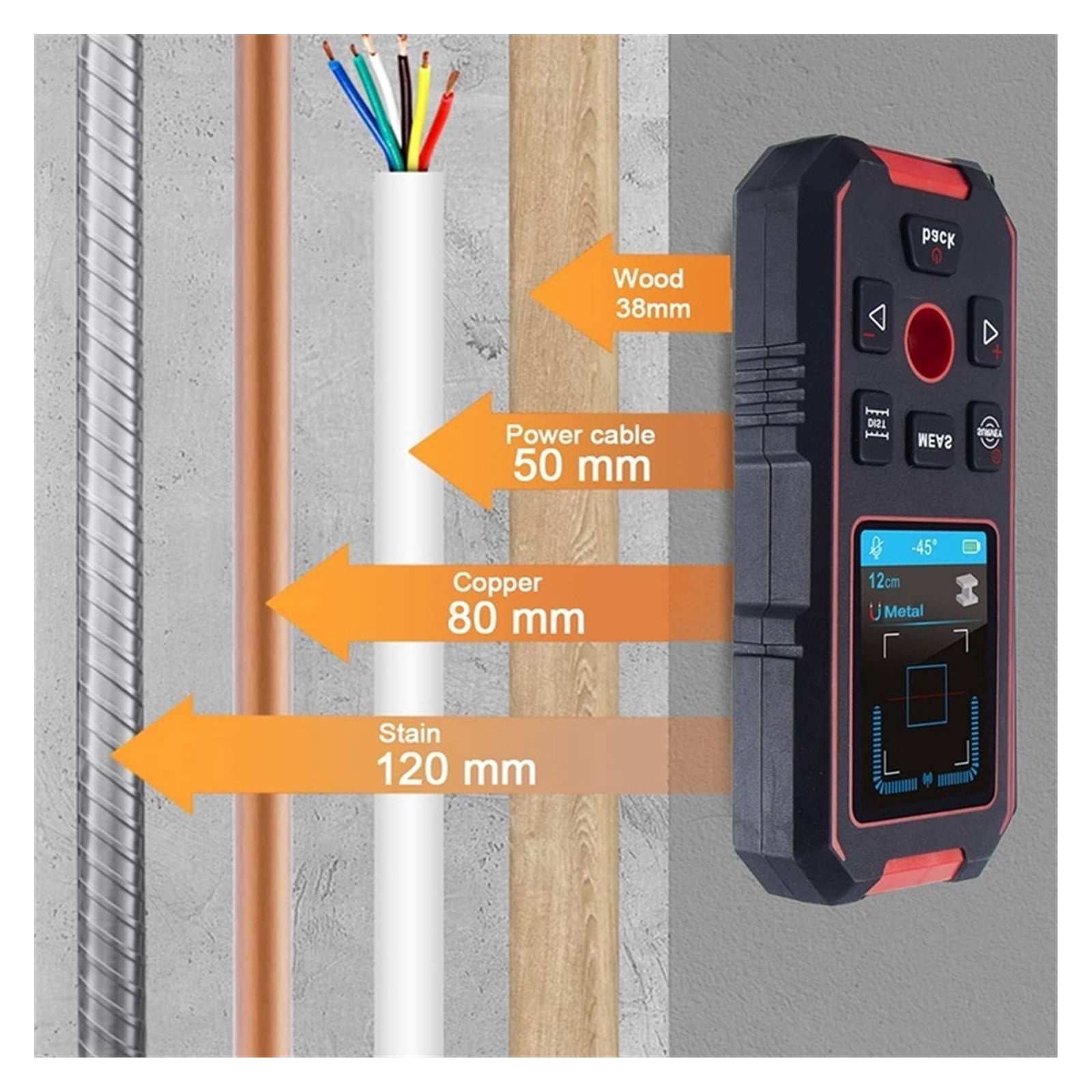 Wall Scanner Wire Metal Detector,Wall Detector Center HD LCD Display With 3 In 1 Professional Electronic Sensor