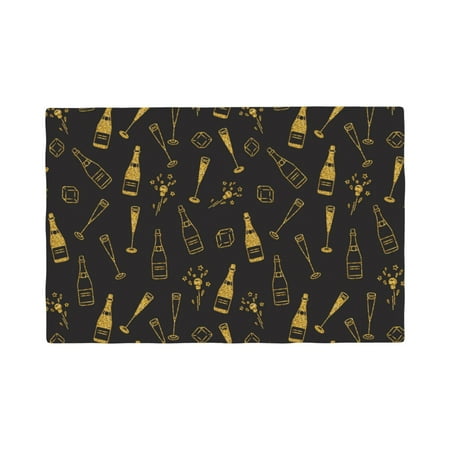 

Table Placemats Set of 4 - Bottles 12x18 In Faux Linen Double Heat Resistant Place Mats Cloth Indoor/Outdoor Placemats Washable Table Mats for Dining Kitchen Party