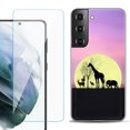 thumbnail image 1 of Slim-Fit TPU Fashion Phone Case for Samsung Galaxy S22 5G, with Tempered Glass Screen Protector, by OneToughShield ® - Moonlight Safari, 1 of 4