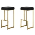 thumbnail image 1 of Dorrington Modern Velvet Backless Bar Stool in Black/Gold (Set of 2), 1 of 2