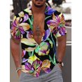 thumbnail image 4 of Camisa de hombre Camisa gráfica Camisa hawaiana Estampado floral Camisa de exterior de manga corta con botones Ropa estampada Casual Transpirable, 4 of 4