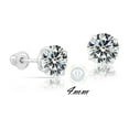 thumbnail image 3 of 10K White Gold Earrings CZ Stud Round Solitaire Earrings Screw Back for Womens Mens 3 to 7mm Minimalist Everyday Earrings Aretes de Oro 10K Blanco para Mujer, 3 of 6