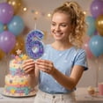 thumbnail image 6 of Birthday Candle Number Purple Glitter Cartoon Creative Party Cake Topper Decoration, Vibrant Numeric Candle for Celebration, Glittering Cake Decor Supplies, 6 of 6