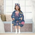 thumbnail image 7 of FORMRS Wearable Blanket Hoodie with Sleeves for Kids Cozy Flannel Sweatshirt, Pink Jellyfish, 7 of 7