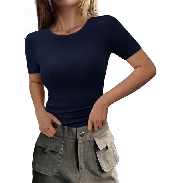 Remera PRETTYGARDEN 2025 Verano de Punto Canalé Ajustada