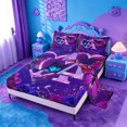 thumbnail image 2 of meiyoeat Purple Butterfly Rose Monogram A Bed Sheets,Neon Heart Initial Full Size Sheets For Girl,4 Pieces,1 Flat Sheet,1 Fitted Sheet and 2 Pillowcases, 2 of 6