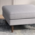 thumbnail image 4 of Hudson Mid-Century Square Fabric Linen Upholstered Ottoman in Light Gray, 4 of 7