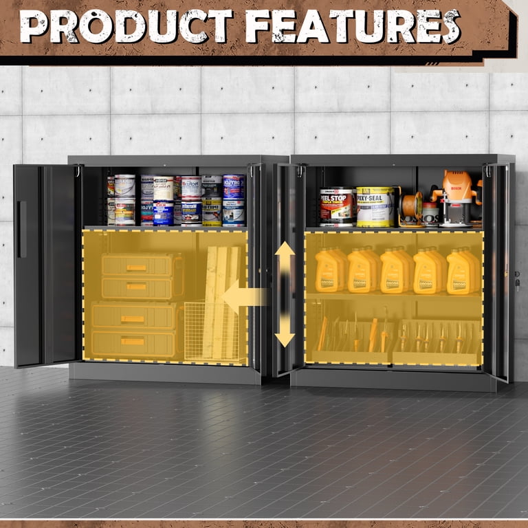 SUNCROWN 42 In Utility Metal Storage Cabinet, Tall Steel with