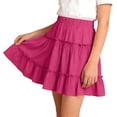 thumbnail image 5 of Tdoqot Girls Ruffle Skirts- Elastic Waist A-line Cute Casual A-Line Uniform Mini Skirt Hot Pink Size 5-14, 5 of 6