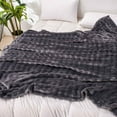 thumbnail image 5 of Btomtd 40"x60" Solid Color Stripe Flannel Cover Blanket Thick Nap Throw Blanket for Home and Office Sofa Velvet Bed Blanket, Black, 5 of 8
