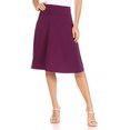 thumbnail image 4 of Women's Casual Solid  Knee Length Flare A-line Skirt with Elastic Waistband, 4 of 6