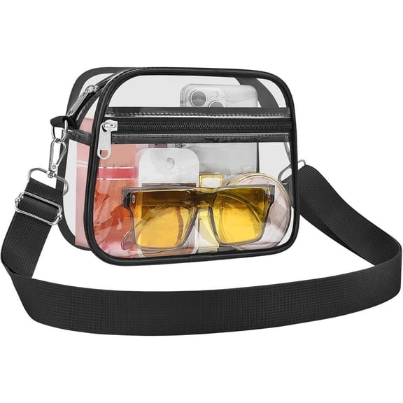 2026 Clear Stadium Approved Crossbody Bag, Waterproof PVC Clear Purse with Adjustable Strap for Sports Games Concerts Festivals Phone Bag Belt Bag