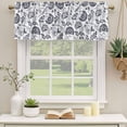 thumbnail image 2 of Dark Blue Farmhouse Curtain Valances for Windows, Kitchen Valance Window Treatments Panel 2 Pack, Floral Floral Plant Leaf Vintage Rod Pocket Short Curtains for Bathroom Bedroom 42 x 12 Inch, 2 of 8