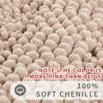 thumbnail image 3 of Bathroom Rug Mat, Non Slip Quick Dry Bath Mats, Extra Thick And Super Absorbent Bath Rugs, Luxury Microfiber Chenille Plush Fluffy Washable Soft Shower mat for Floor, 32"x 20", Beige with Pink, 3 of 6