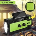 thumbnail image 5 of Radio de manivela solar recargable portátil con AM/FM/WB batería recargable incorporada de 4000 mAh 4 modos linterna LED alarma SOS Verde, 5 of 5