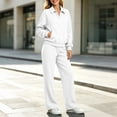 thumbnail image 5 of VBTAPA Fall Tracksuits for Women Lapel Collar Zip Up Jacket and Wide Leg Pants Sweatsuits 2 Piece Set Fashion Casual Sports Outfits XXL, 5 of 7