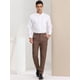 thumbnail image 3 of Pantalones de vestir ajustados con frente plano y bloque de color con estampado geométrico informal para hombre XL Marrón, 3 of 6