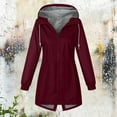 thumbnail image 6 of larppty Long Raincoat for Women Waterproof Drawstring Hooded Jacket Traveling Outdoor Windbreaker Jackets Fall Fashion (Wine, 5XL), 6 of 7