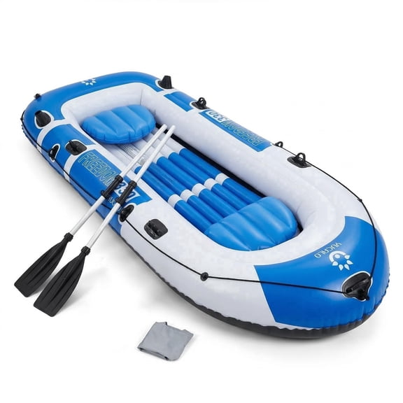 MQHUAYU 4 Person Inflatable Boat Series with Seats, Includes a Pair of Deluxe Oars,10.49FT×4.6FT