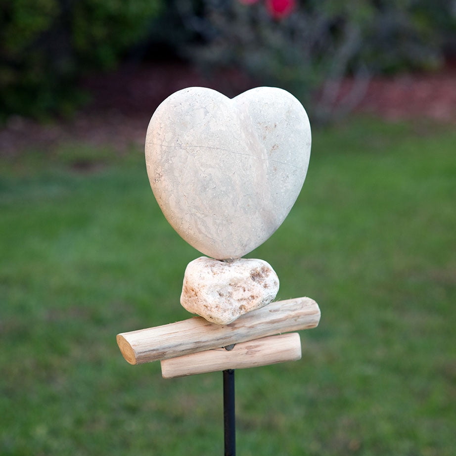 Stone Heart Garden Stakes