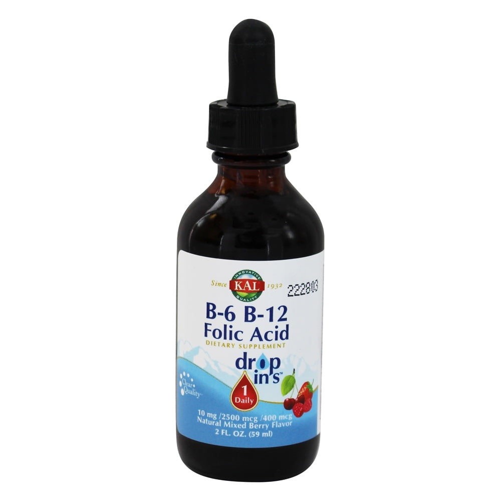 KAL B6 B12 Folic Acid DropIns Natural Mixed Berry Flavor Vitamin
