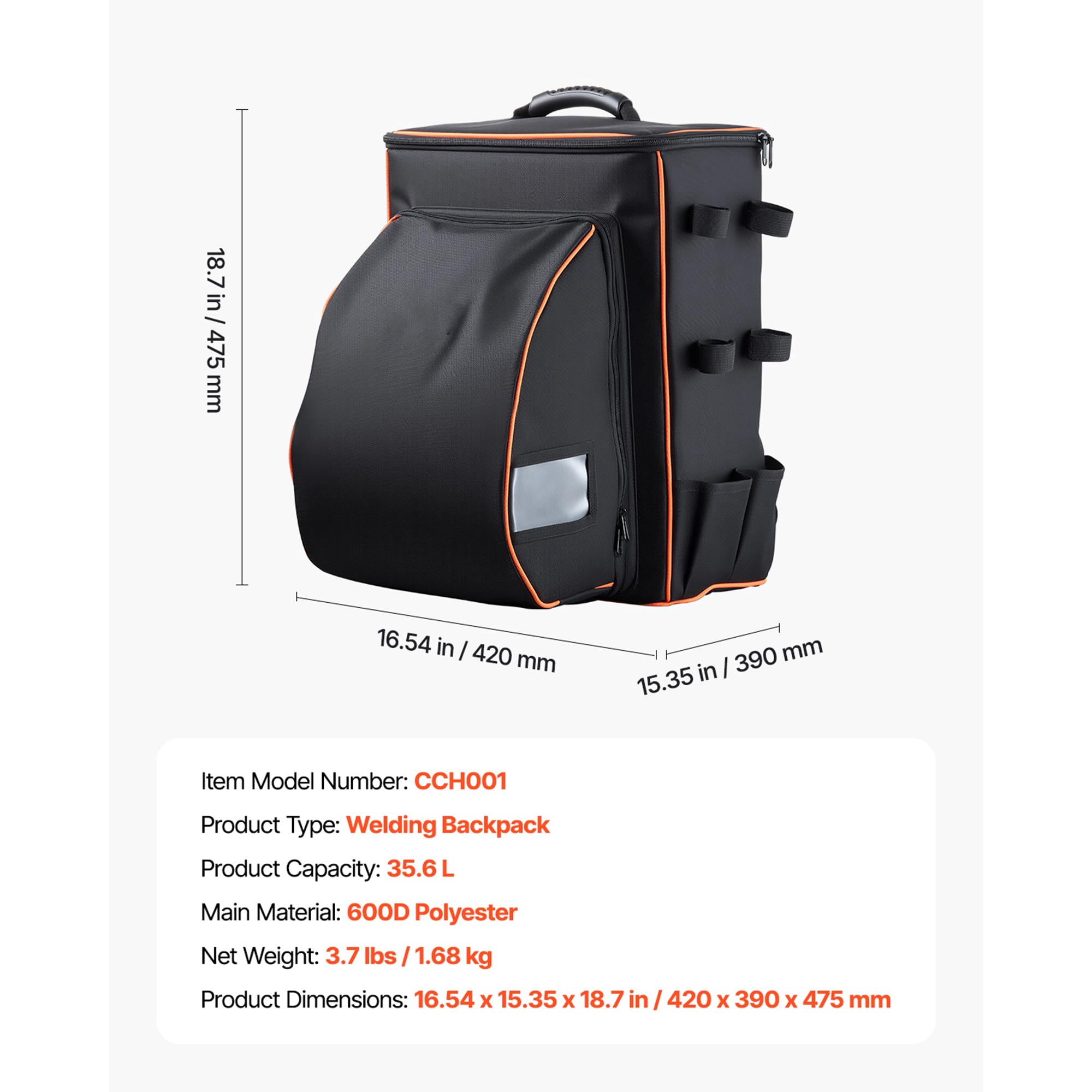 KFFKFF Welding Backpack, 35.6L Tool and Helmet Storage Bag, Durable 600D Polyester Gear Pack with Helmet Holder, Multi-Functional Storage Solution for Welding, Camping, and Outdoor Activities