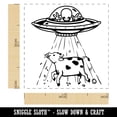 thumbnail image 2 of Alien UFO Abducting a Cow Self-Inking Rubber Stamp Ink Stamper - Black Ink - Small 1 Inch, 2 of 7