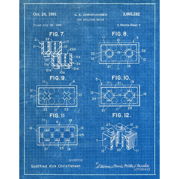 Original Lego Sheet2 Artwork Submitted In 1961 - Toys and Games - Patent Art Print