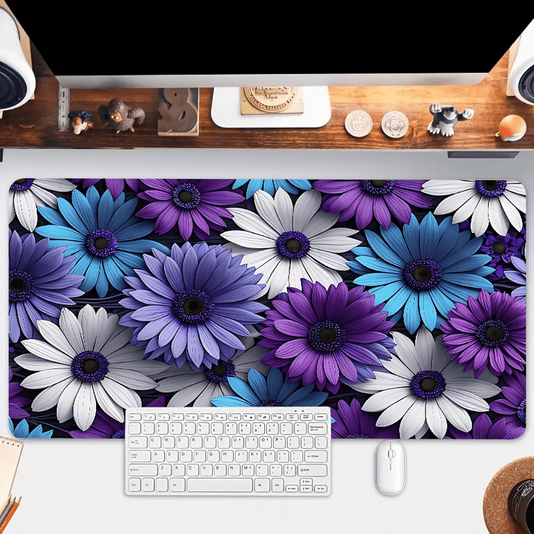 その他 moom Large Purple Daisy Flower Rubber Mouse Pad - Non-Slip Oblong