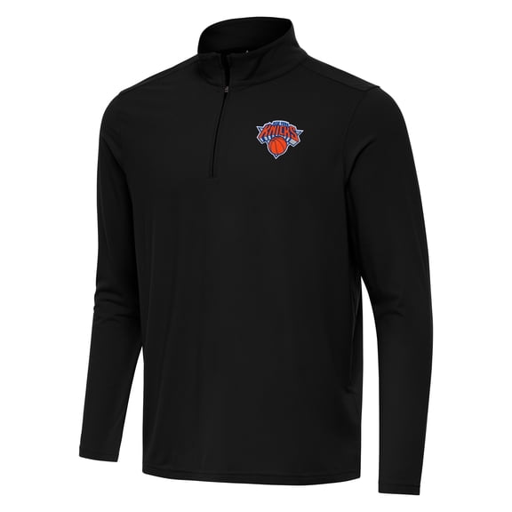 Men's Antigua Black New York Knicks Intent Quarter-Zip Top